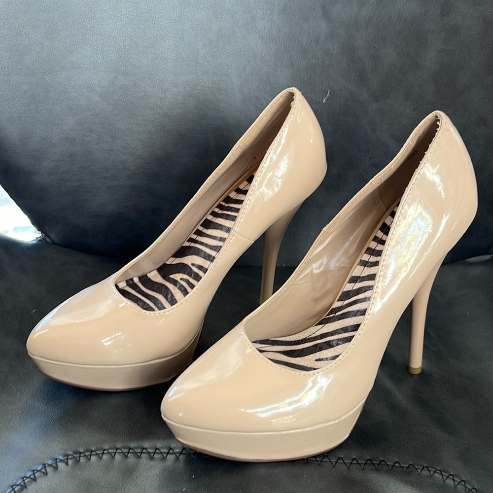 Beige Stiletto Platform Heels